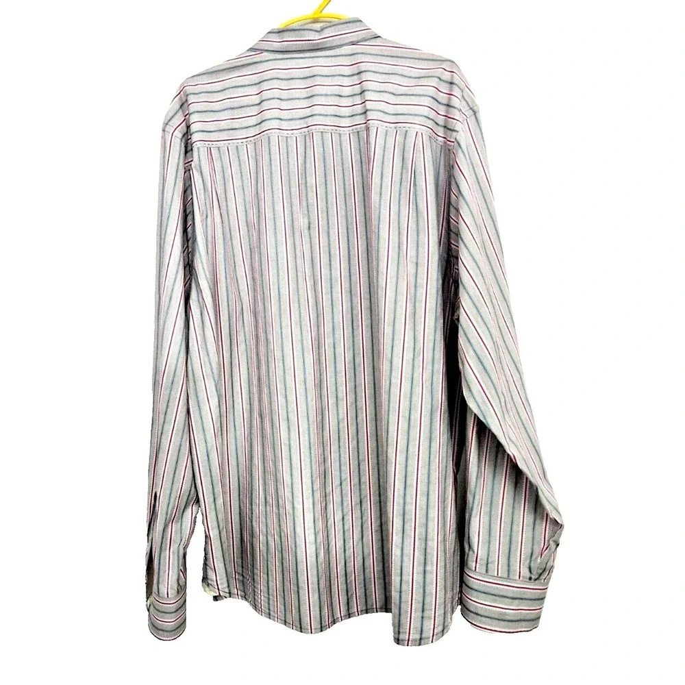 Tommy Bahama Striped Dress Shirt Men's XL Gray Cotton Long Sleeve Button Up - Picture 2 of 7